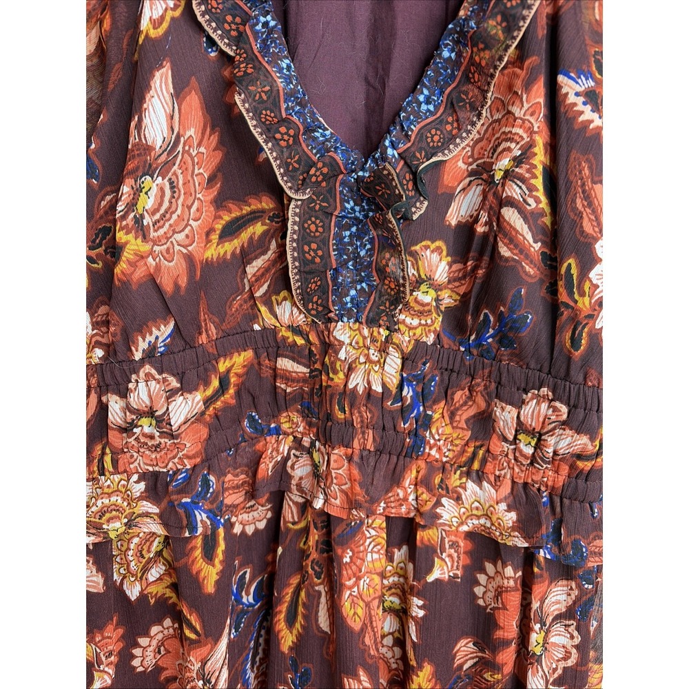 Old Navy Petite Small Boho Floral Peasant Dress  Cottage Core Flutter Sleeve - Picture 5 of 9